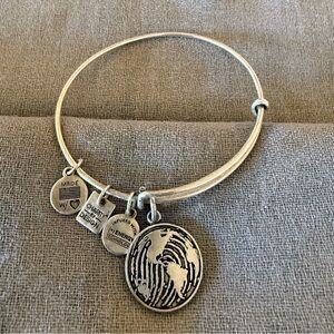 Alex and Ani Silver Globe Charm Bangle Bracelet